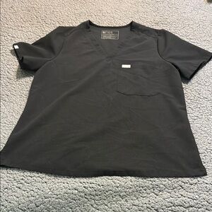 Figs Black Short Sleeve Tee and cargo pants